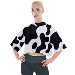 Cow Pattern Mock Neck Tee by BangZart
