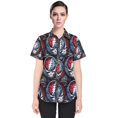 Grateful Dead Pattern Women s Short Sleeve Shirt by Jancukart