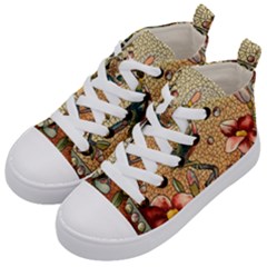 Flower Cubism Mosaic Vintage Kids  Mid-top Canvas Sneakers by Jancukart