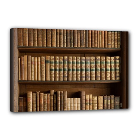 Books Bookcase Old Books Historical Canvas 18  X 12  (stretched) by Amaryn4rt