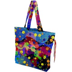 Blobs Dots Abstract Art Waves Drawstring Tote Bag by Amaryn4rt