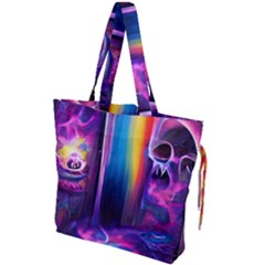 Purple Drawing Digital Art Drawstring Tote Bag by Amaryn4rt
