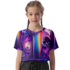 Purple Drawing Digital Art Kids  Basic Tee by Amaryn4rt