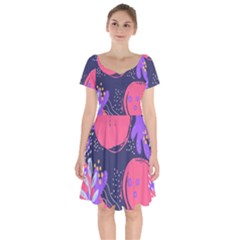 Abstract Background Shapes Banner Short Sleeve Bardot Dress by Amaryn4rt
