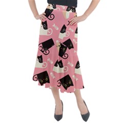 Cat Pattern Backgroundpet Midi Mermaid Skirt by Amaryn4rt