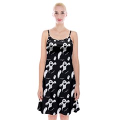 Halloween Background Ghost Pattern Spaghetti Strap Velvet Dress by Amaryn4rt