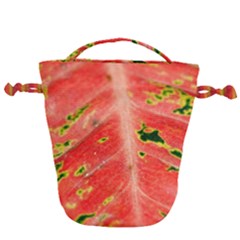 Aglonema Leaf Plant Pattern Flora Drawstring Bucket Bag by Amaryn4rt