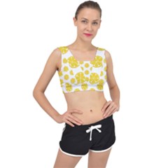 Fruit Food Juicy Organic Yellow V-back Sports Bra by Wegoenart