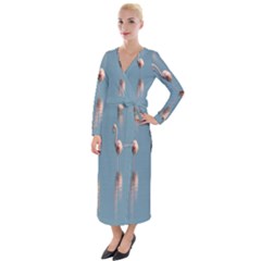 Flamingo Birds Plumage Sea Water Animal Exotic Velvet Maxi Wrap Dress by artworkshop