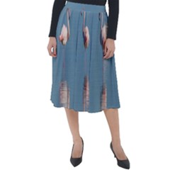 Flamingo Birds Plumage Sea Water Animal Exotic Classic Velour Midi Skirt  by artworkshop