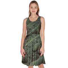 Leaves Water Drops Green  Knee Length Skater Dress With Pockets by artworkshop