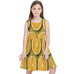 Orange Slices Cross Sections Pattern Kids  Skater Dress by artworkshop