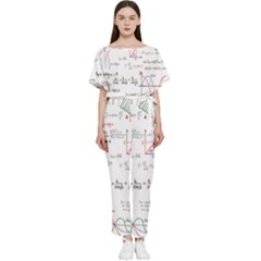 Math Formula Pattern Batwing Lightweight Chiffon Jumpsuit by Wegoenart