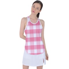 Pink And White Plaids Racer Back Mesh Tank Top by ConteMonfrey