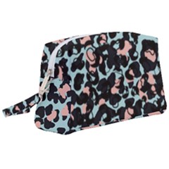Blue And Pink Jaguar Dots Leopard Black And White Leopard Print Jaguar Dots Wristlet Pouch Bag (large) by ConteMonfrey