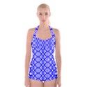 Portuguese Tiles Vibes Plaids Boyleg Halter Swimsuit  View1