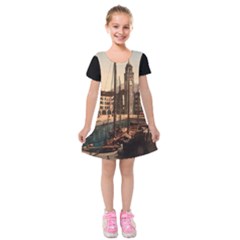  The Harbor, Riva, Lake Garda, Italy 1890-1900 Kids  Short Sleeve Velvet Dress by ConteMonfrey
