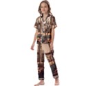 The Harbor, Riva, Lake Garda, Italy 1890-1900 2 Background Brown Kids  Satin Short Sleeve Pajamas Set View1