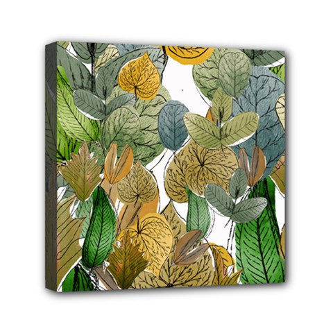 Illustration Sheet Autumn Color Drawing Mini Canvas 6  X 6  (stretched) by Wegoenart