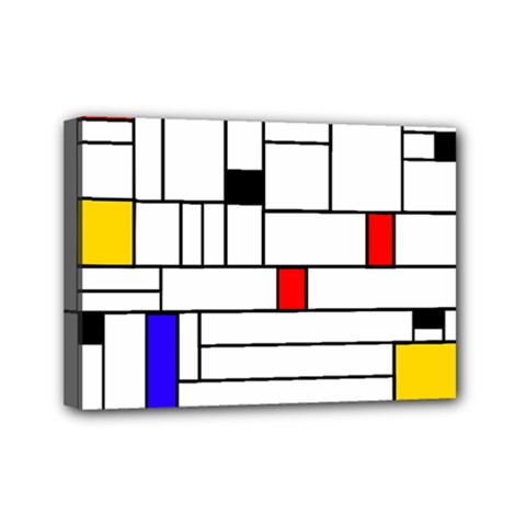Illustration Geometric Abstract Plates Mosaic Mini Canvas 7  X 5  (stretched) by Wegoenart