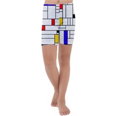 Illustration Geometric Abstract Plates Mosaic Kids  Lightweight Velour Capri Yoga Leggings by Wegoenart