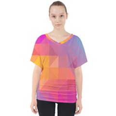 Illustration Geometric Pattern Design Graphic V-neck Dolman Drape Top by Wegoenart