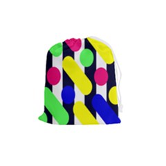 Illustration Geometric Form Circle Line Pattern Drawstring Pouch (medium) by Wegoenart