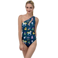 Cute Babies Toys Seamless Pattern To One Side Swimsuit by Vaneshart
