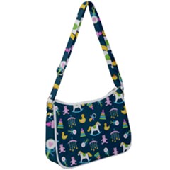 Cute Babies Toys Seamless Pattern Zip Up Shoulder Bag by Vaneshart