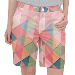 Illustration Pink Background Geometric Triangle Pocket Shorts by Wegoenart
