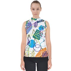Abstract Pattern Mock Neck Shell Top by Wegoenart