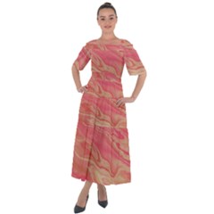 Illustration Graphic Pattern Texrure Pink Maeble Shoulder Straps Boho Maxi Dress  by Wegoenart