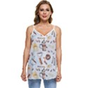 Coffee Coffeemania Caffeine Pattern Casual Spaghetti Strap Chiffon Top View1
