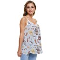 Coffee Coffeemania Caffeine Pattern Casual Spaghetti Strap Chiffon Top View3
