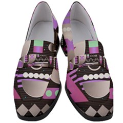 Illustration Background Abstract Geometric Women s Chunky Heel Loafers by Wegoenart