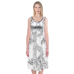 Im Fourth Dimension Black White 34 Midi Sleeveless Dress by imanmulyana