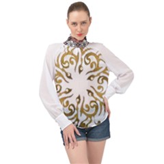 Im Fourth Dimension Colour 37 High Neck Long Sleeve Chiffon Top by imanmulyana