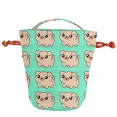 Puppy Pattern Wallpaper Dog Pet Drawstring Bucket Bag by Wegoenart