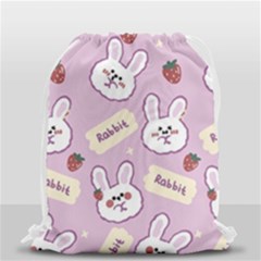 Illustration Rabbit Cartoon Background Pattern Drawstring Bag (small) by Sudhe