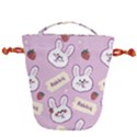 Illustration Rabbit Cartoon Background Pattern Drawstring Bucket Bag View1