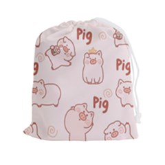 Pig Cartoon Background Pattern Drawstring Pouch (2xl) by Sudhe