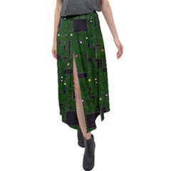 Board Conductors Circuits Velour Split Maxi Skirt by Jancukart