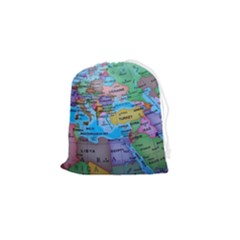 Globe World Map Maps Europe Drawstring Pouch (small) by Jancukart
