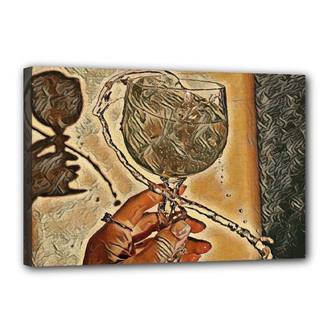 A Little Glass Of White Wine - Italian Drinks Canvas 18  X 12  (stretched) by ConteMonfrey