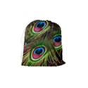 Peacock Feathers Color Plumage Drawstring Pouch (Medium) View2