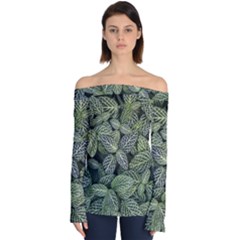 Leaves Foliage Botany Plant Off Shoulder Long Sleeve Top by Ravend