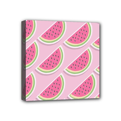Pink Melon Wayermelon Pattern Food Fruit Melon Mini Canvas 4  X 4  (stretched) by Ravend