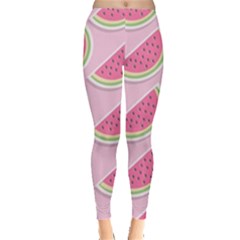 Pink Melon Wayermelon Pattern Food Fruit Melon Leggings  by Ravend