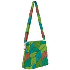 Leaves Pattern Autumn Background Zipper Messenger Bag by Ravend