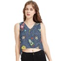 Illustration Cat Space Astronaut Rocket Maze V-Neck Cropped Tank Top View1